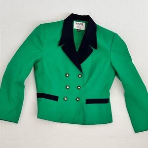 Kasper Women's Green Blazer with Black Accents vintage